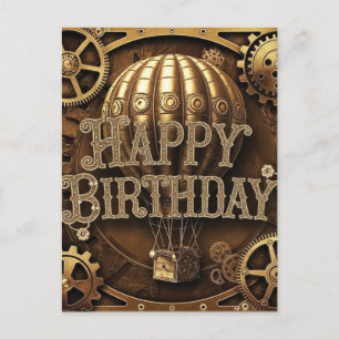 Steampunk Adventure Birthday Design Postcard