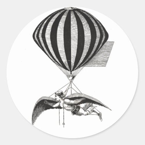 Steampunk Aerialist  Balloon Classic Round Sticker