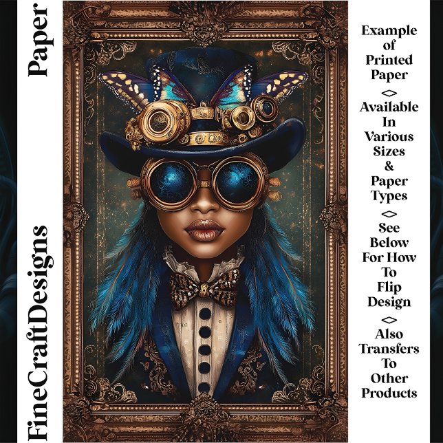 Steampunk African Woman Female CM7 Scrapbook Paper (Creator Uploaded)