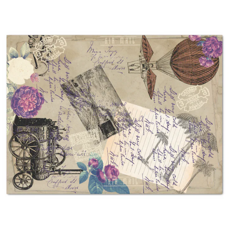 Steampunk Air Balloon Industrial Art Tissue Paper Zazzle