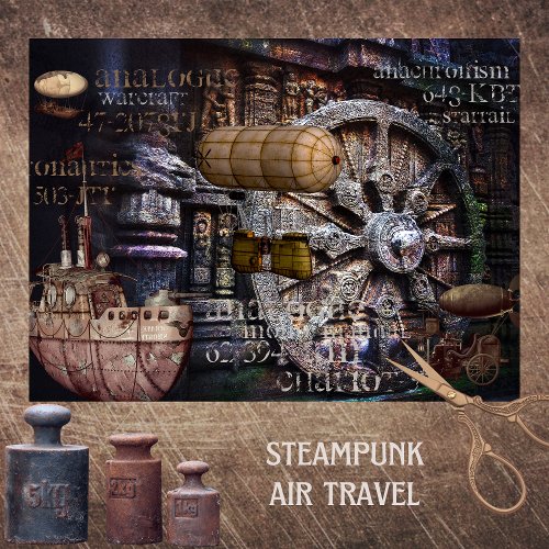 STEAMPUNK AIR TRAVEL_ DISTOPIAN WORLD AERONAUTICS TISSUE PAPER