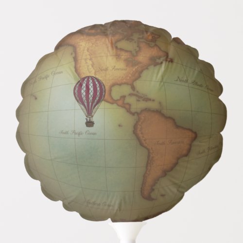 Steampunk Air Travel Faux Antique Map Globe Balloon