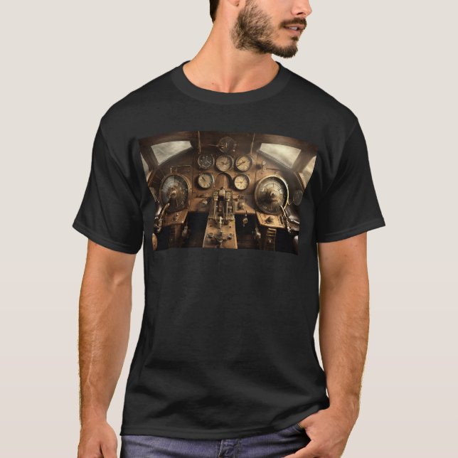 Steampunk airplane cockpit T-Shirt (Front)