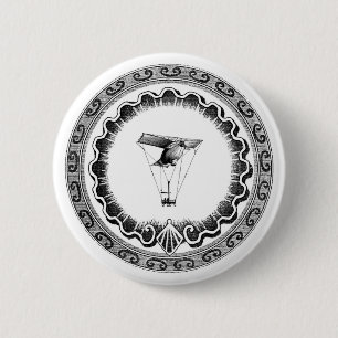 Steampunk Airship Flying Blimp Button
