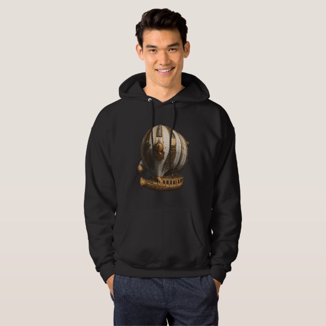 Steampunk Airship Hoodie – Vintage Sky Adventure (Front Full)