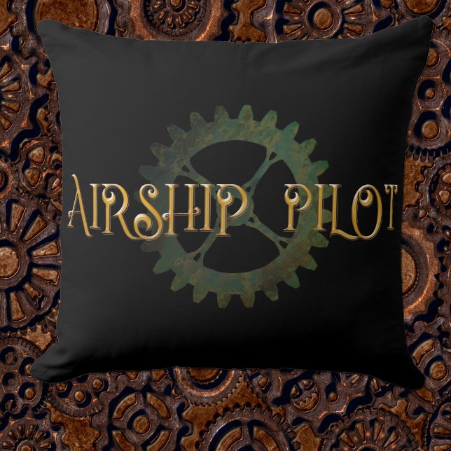 Steampunk Airship Pilot  Throw Pillow (Creator Uploaded)