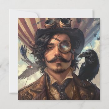 Steampunk Airship Victorian Industrial Raven Invitation by azlaird at Zazzle