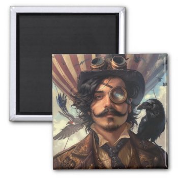 Steampunk Airship Victorian Industrial Raven Magnet by azlaird at Zazzle