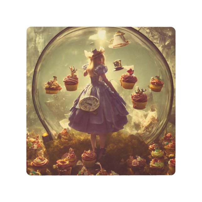 Steampunk Alice and Cupcakes AI Generated Art (Front)