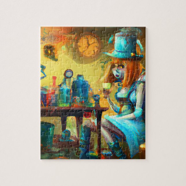 Steampunk Alice Creating Potions in an Alchemy Lab Jigsaw Puzzle (Vertical)