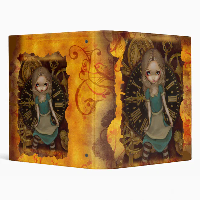 Steampunk Alice in Wonderland: Alice in Clockwork Binder | Zazzle