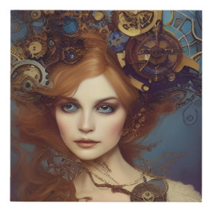 Steampunk Alice Stunning Fantasy Portrait Faux Canvas Print