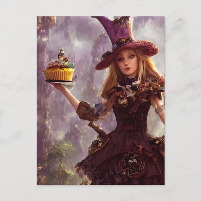 Steampunk Alice With A Cupcuke Postcard (Front)