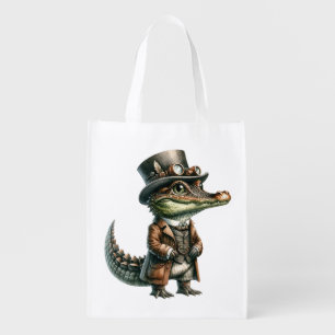 Steampunk Alligator Grocery Bag