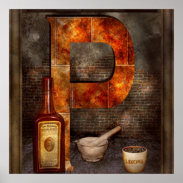 Steampunk - Alphabet - P is for Pharmacy Poster (Front)