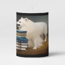Steampunk American Eskimo dog Pillar Candle