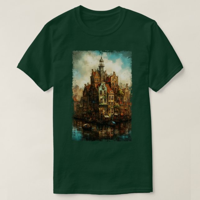 Steampunk Amsterdam Skyline 1 T-Shirt (Design Front)