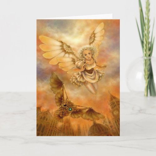 Steampunk Angel Fantasy Greeting Card