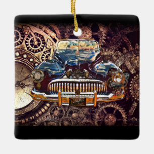 Steampunk Antique Buick Ceramic Ornament