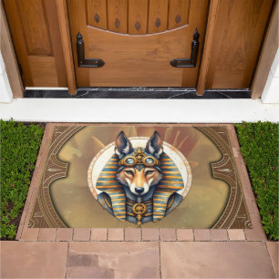 Steampunk Anubis Fox Portrait Doormat