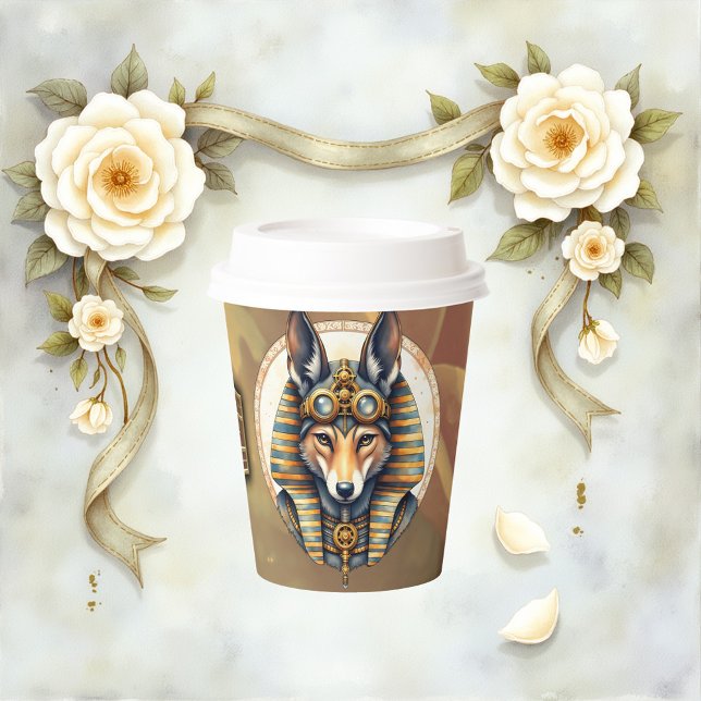 Steampunk Anubis Fox Portrait Paper Cups (Creator Uploaded)