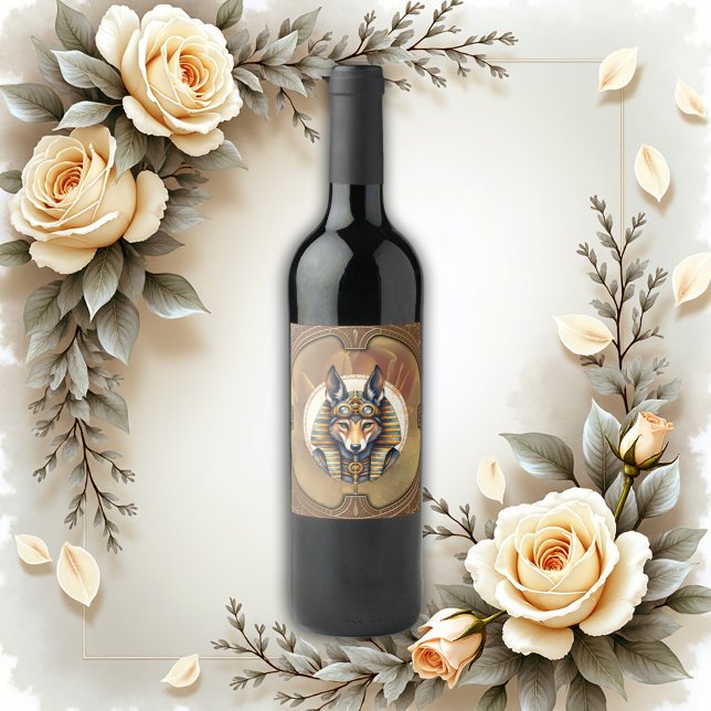 Steampunk Anubis Fox Portrait Wine Label (Creator Uploaded)