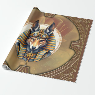 Steampunk Anubis Fox Portrait Wrapping Paper