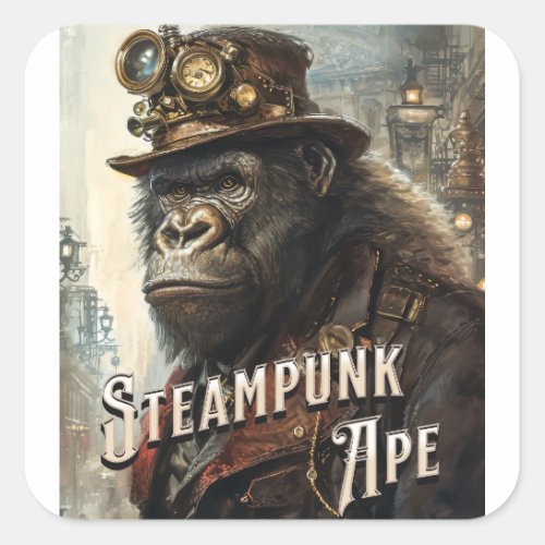 Steampunk Ape Square Sticker