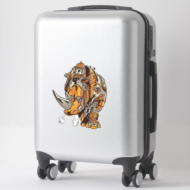 Steampunk Armor RHINO Mechanical Geek Chic Sticker (Suitcase)