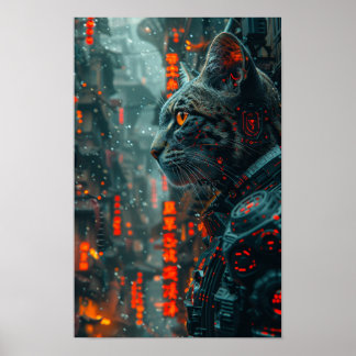 steampunk armored cat poster