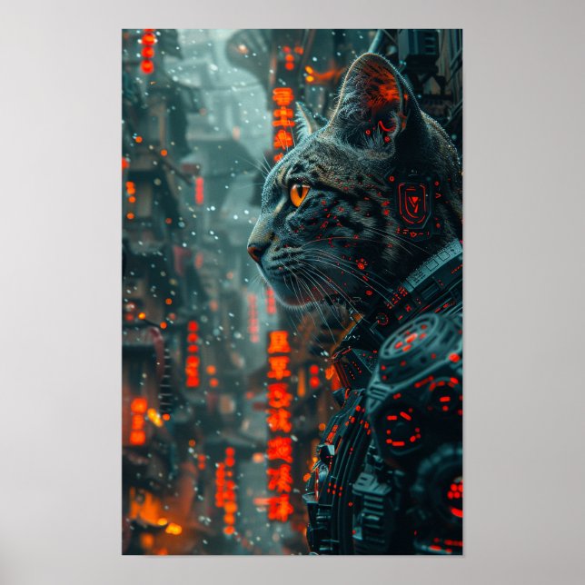 steampunk armored cat poster (Front)