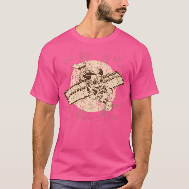 Steampunk Art Airplane Dog Mechanical Fantasy Sci  T-Shirt (Front)
