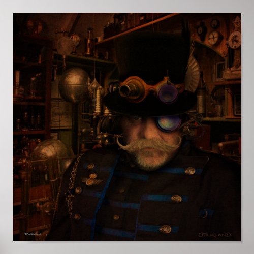 Steampunk Art _ Fantasy Inventor Captain Sean Poster