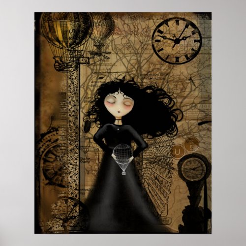 Steampunk Art Poster - No Fear of Flying