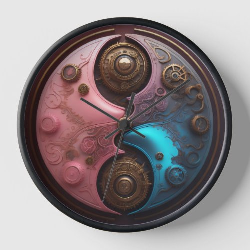 Steampunk art Ying yang Clock