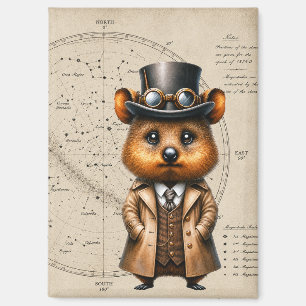 Steampunk Astronomer Quokka w/ Constellation Map Magnet