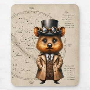 Steampunk Astronomer Quokka w/ Constellation Map Mouse Pad