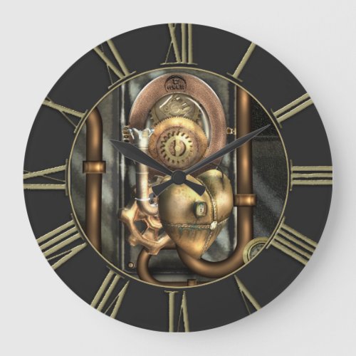 Steampunk At Heart Large Clock