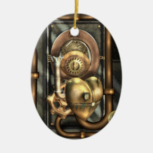 Steampunk At Heart Personalized Ceramic Ornament