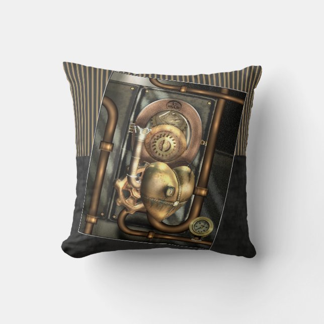 Steampunk At Heart Throw Pillow (Front)