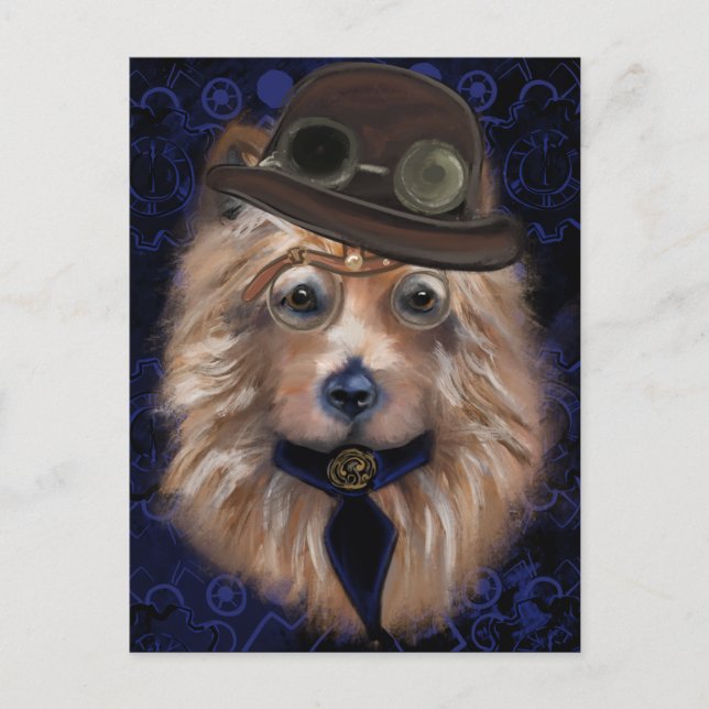 STEAMPUNK AUSTRALIAN TERRIER    POSTCARD (Front)