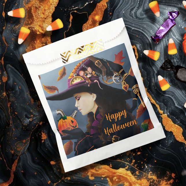 Steampunk Autumn Witch Pumpkin Clockwork Hat Favor Bag (Creator Uploaded)