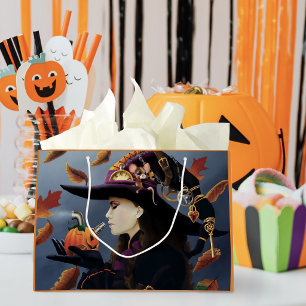 Steampunk Autumn Witch Pumpkin Clockwork Hat Large Gift Bag
