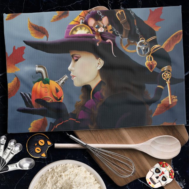 Steampunk Autumn Witch Pumpkin Clockwork Hat Towel (Creator Uploaded)