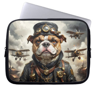 Steampunk aviator English Bulldog Laptop Sleeve