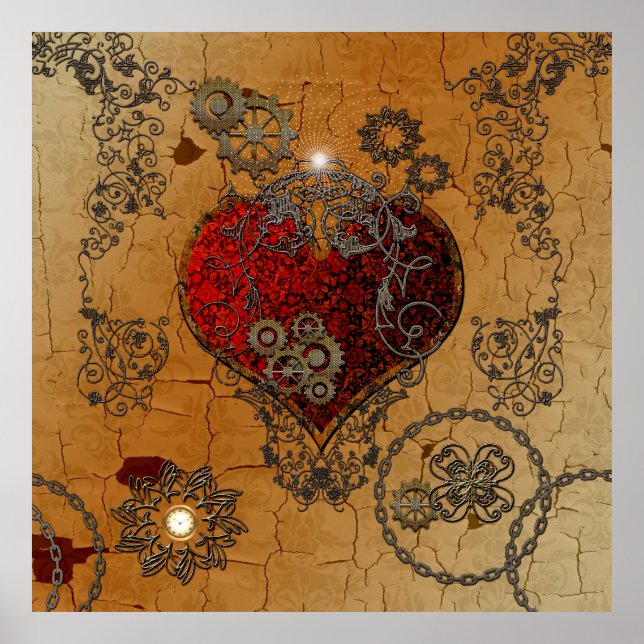 Steampunk, awesome heart poster (Front)