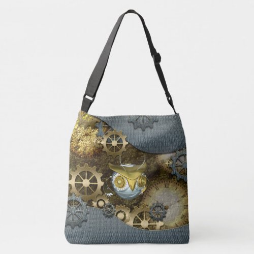 Steampunk awesome   mechanical owl crossbody bag