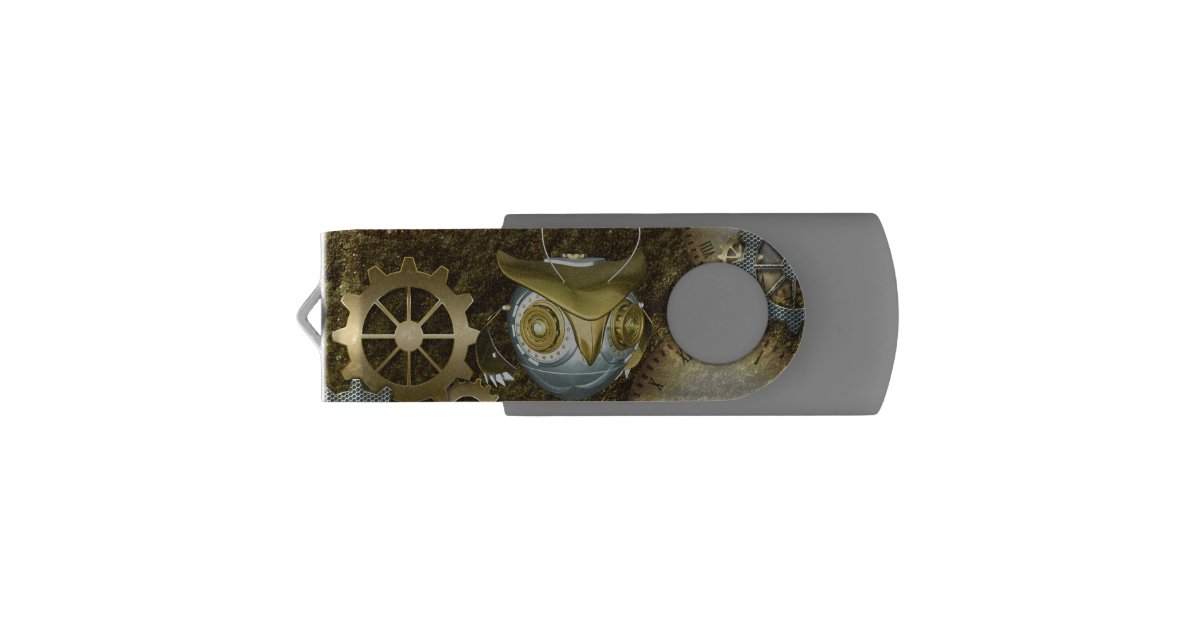 Steampunk Awesome Mechanical Owl With Gears Usb Flash Drive Zazzle Com