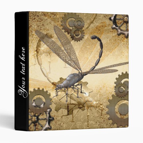 Steampunk awesome steam dragonflies with gears binder