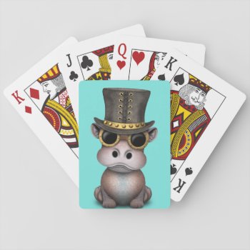 Steampunk Baby Hippo Playing Cards by crazycreatures at Zazzle